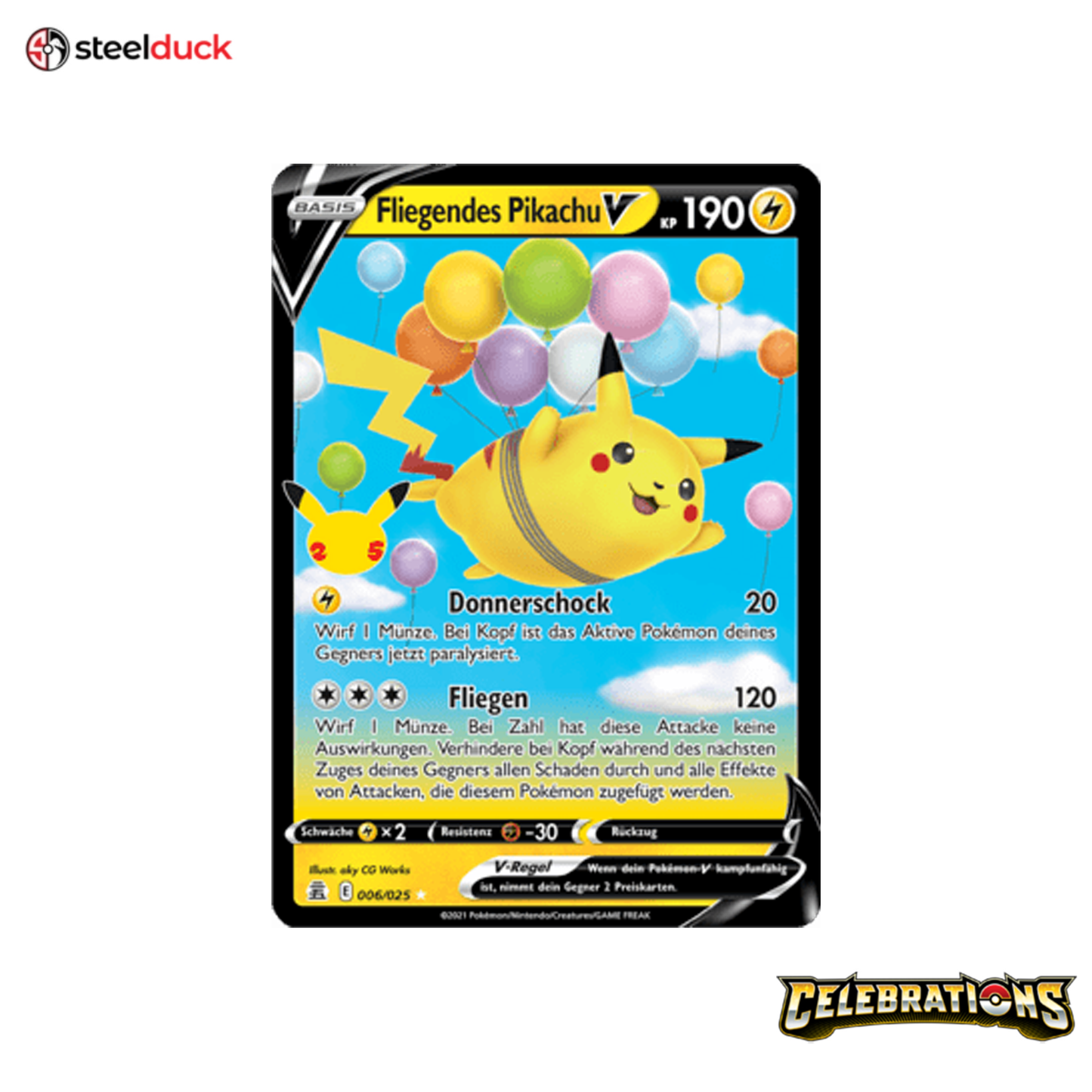 Fliegendes Pikachu -V (006/025) Celebrations - Holo Rare V