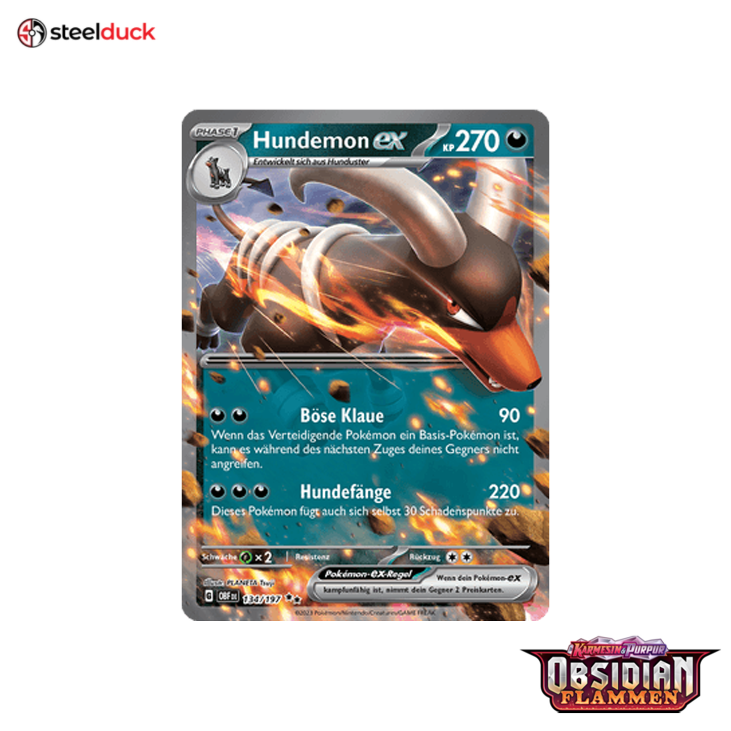 Hundemon ex (134/197) Obsidianflammen - Double Rare