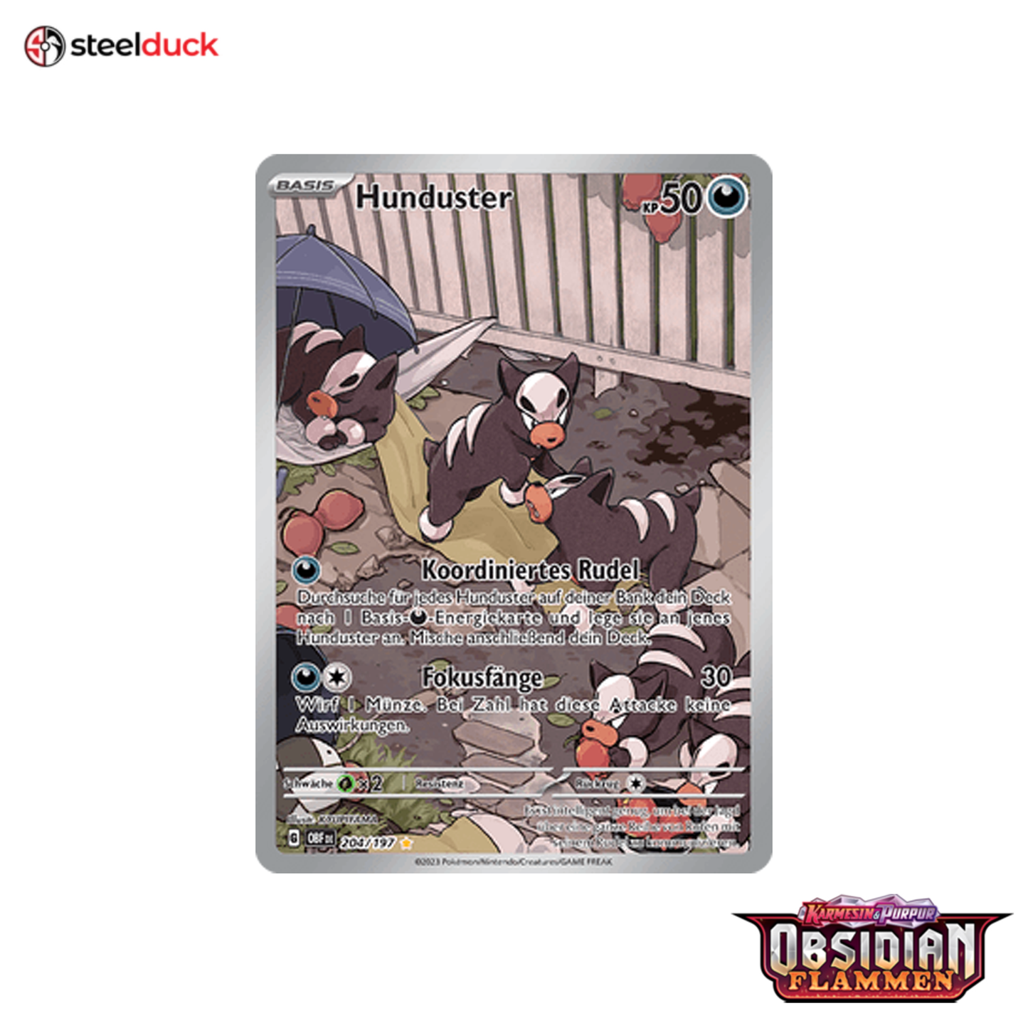 Hunduster (204/197) Obsidianflammen - Illustration Rare