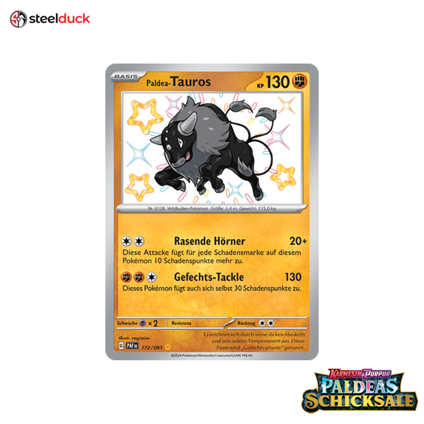 Paldea-Tauros (172/091) Paldeas Schicksale - Seltene schillernde Sammelkarte