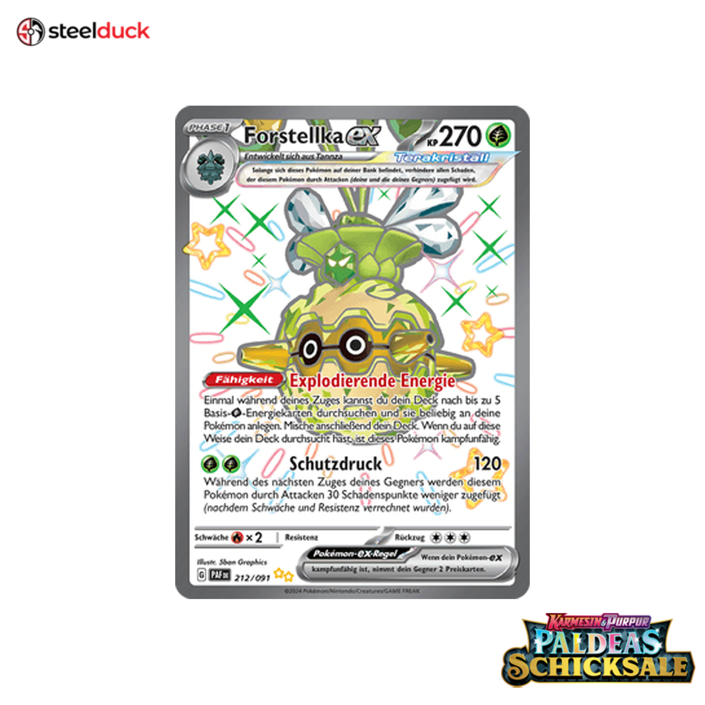 Forstellka ex (212/091) Paldeas Schicksale - Ultraseltene schillernde Sammelkarte