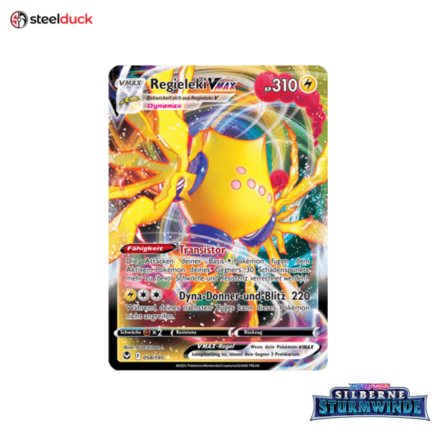 Regieleki VMAX (058/195) Silberne Sturmwinde - Holo Rare VMAX