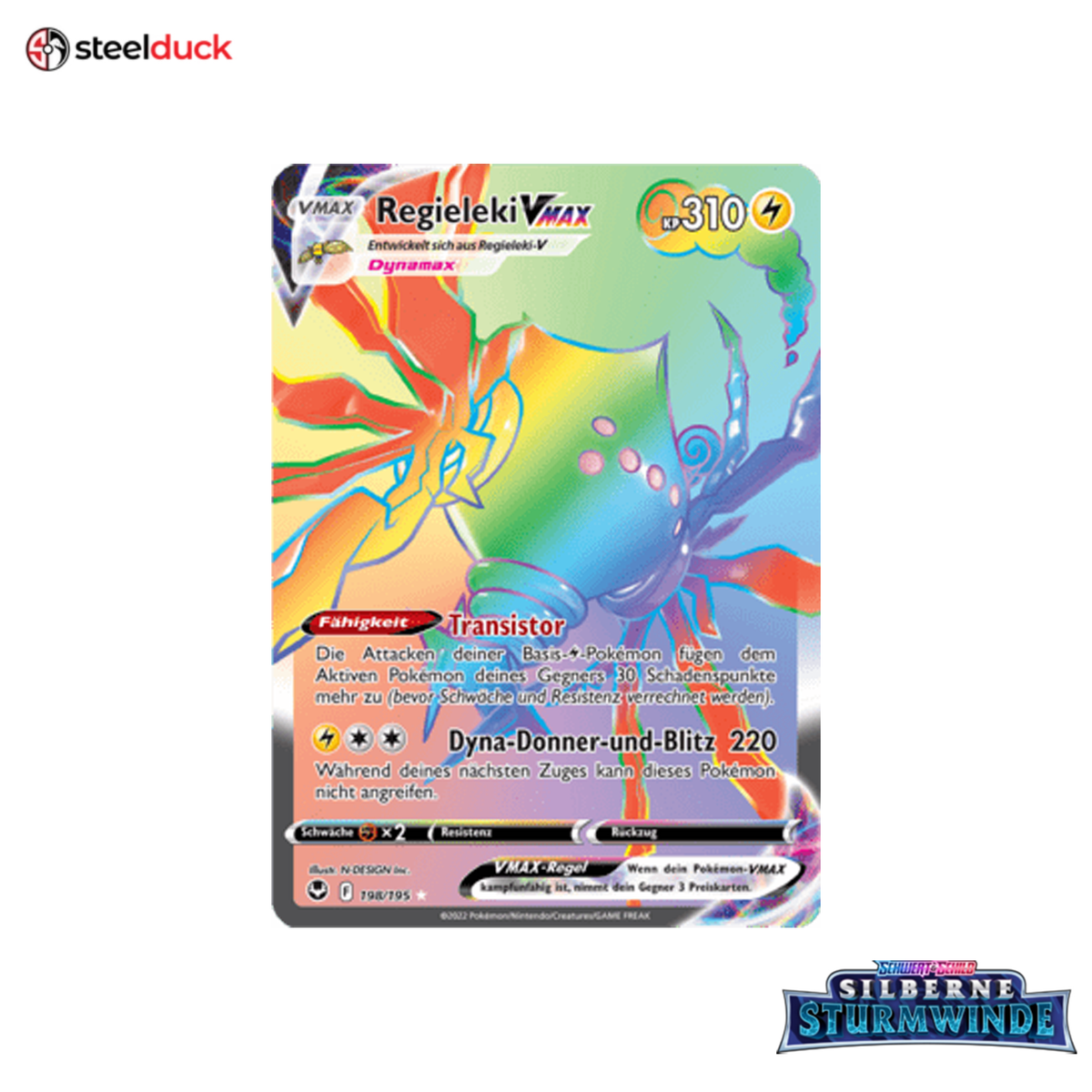 Regieleki VMAX (198/195) Silberne Sturmwinde - Rainbow Rare