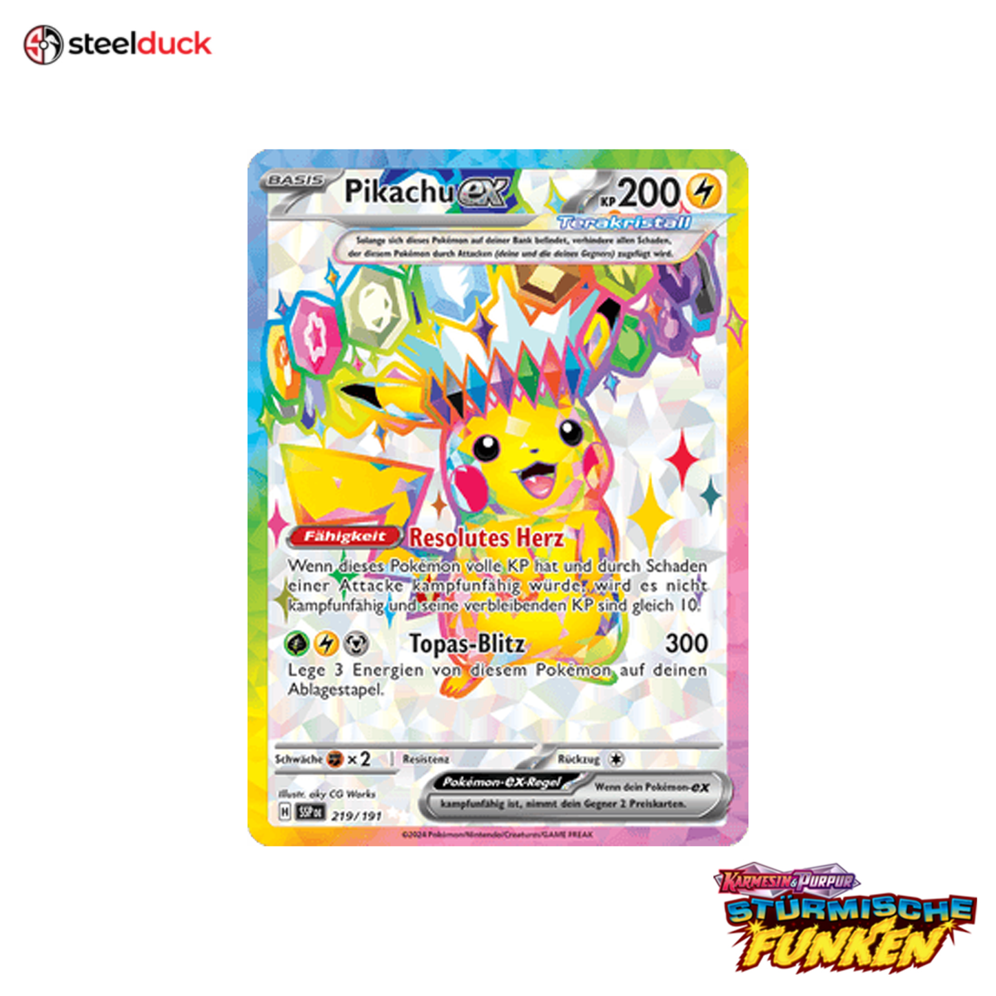Pikachu ex (219/191) Stürmische Funken - Ultra Rare