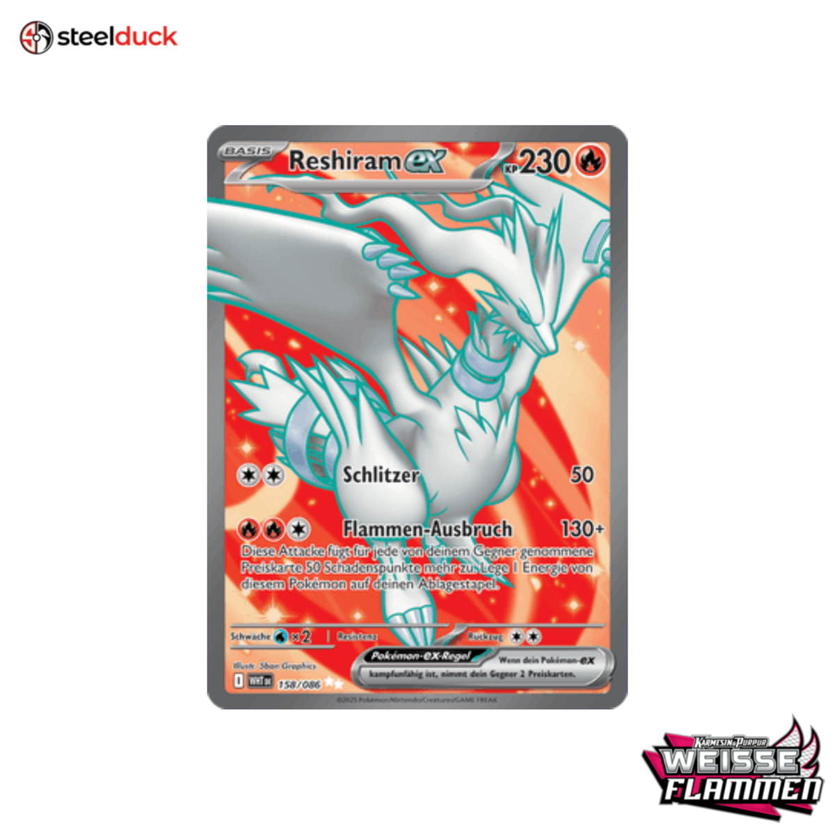 Reshiram ex (158/086) Weiße Flammen - Ultra Rare