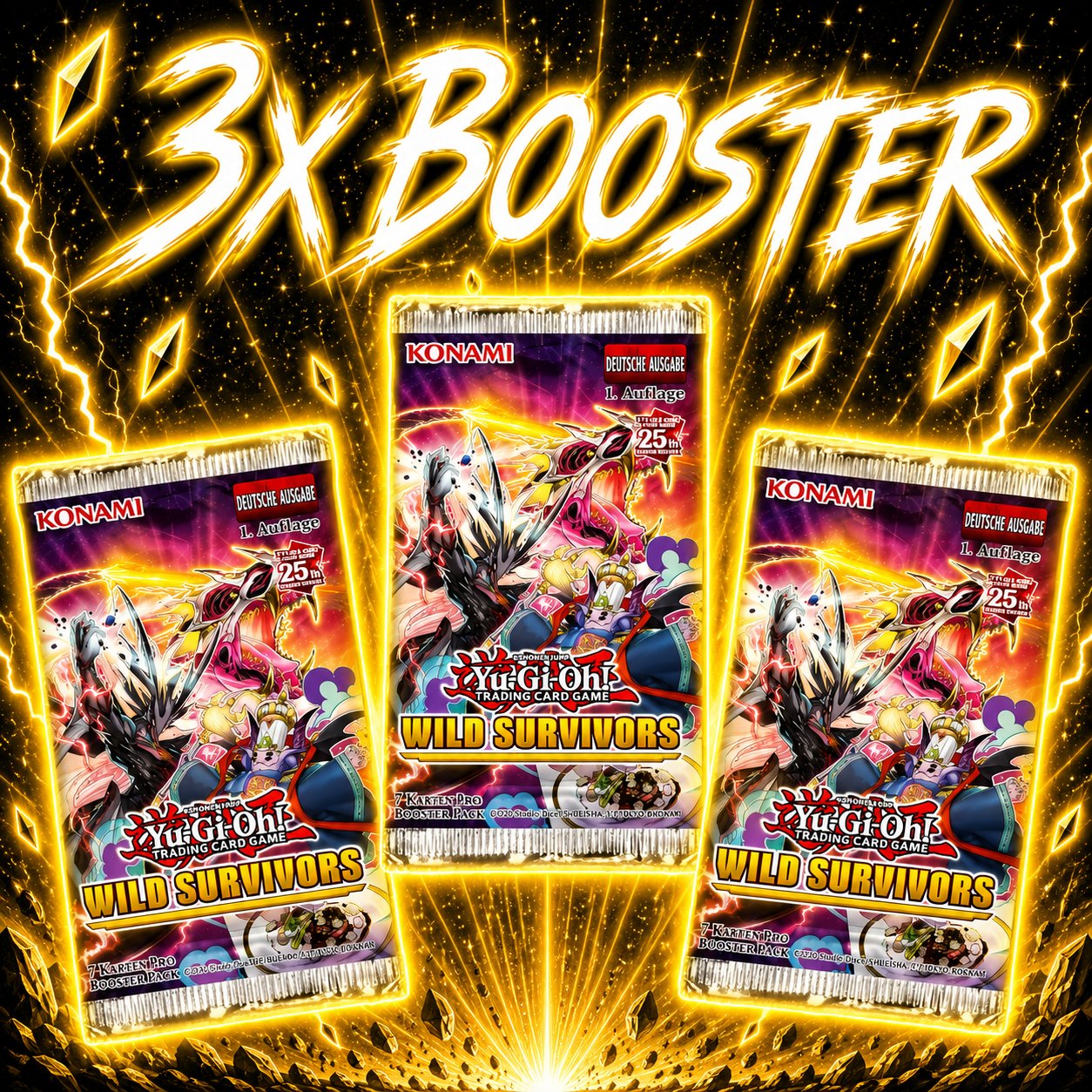 Yu-Gi-Oh! Wild Survivors - 3x Booster - 1. Auflage (DE)