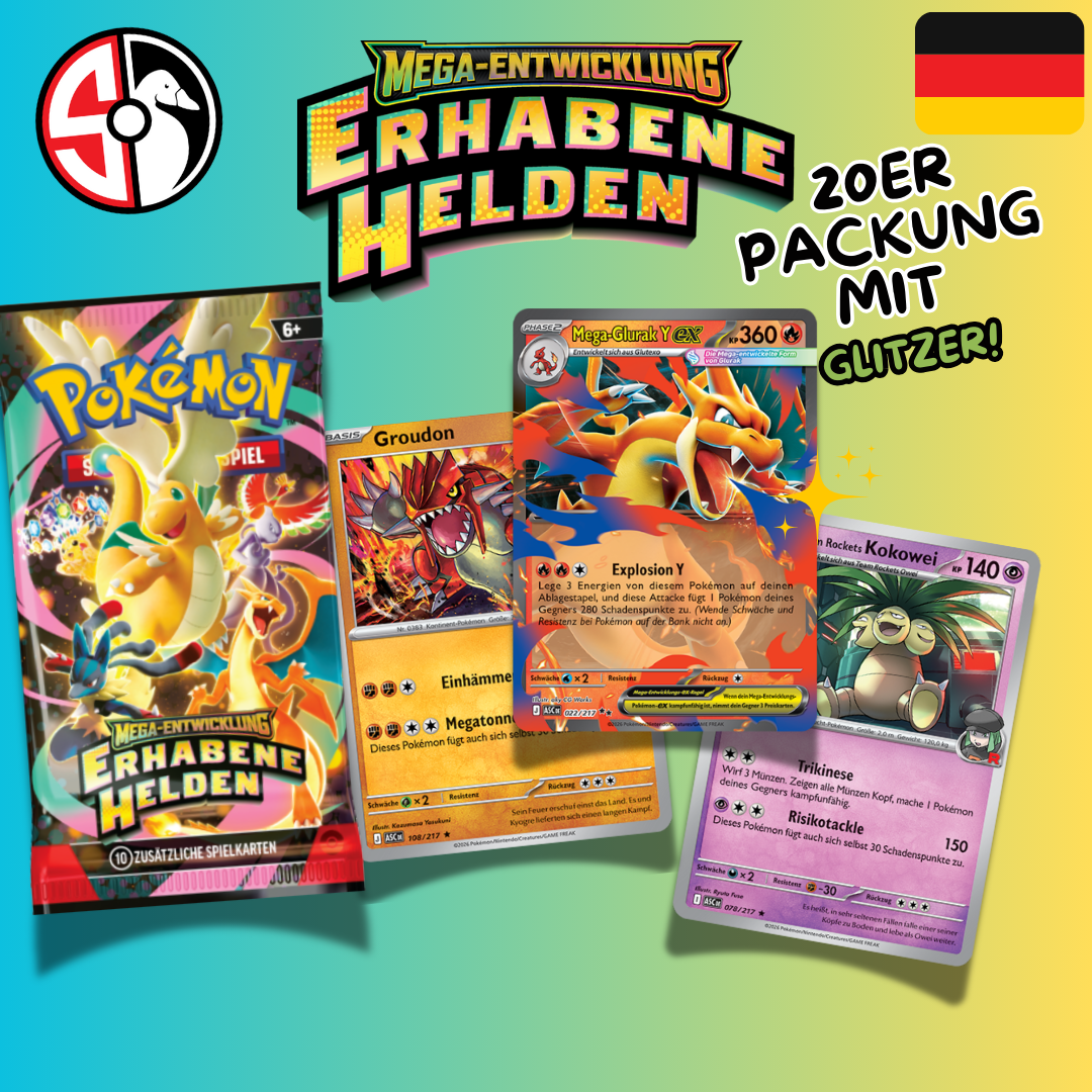 Pokémon Erhabene Helden – Kartenpaket (20 Karten) – Deutsch