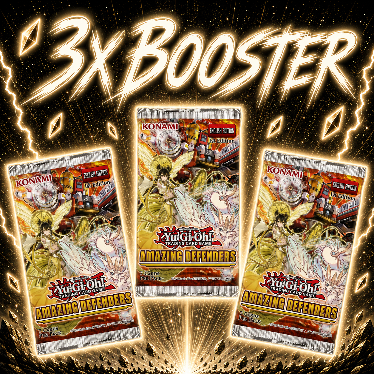 Yu-Gi-Oh! Amazing Defenders AM 1. Edition 3x Booster (Englisch)
