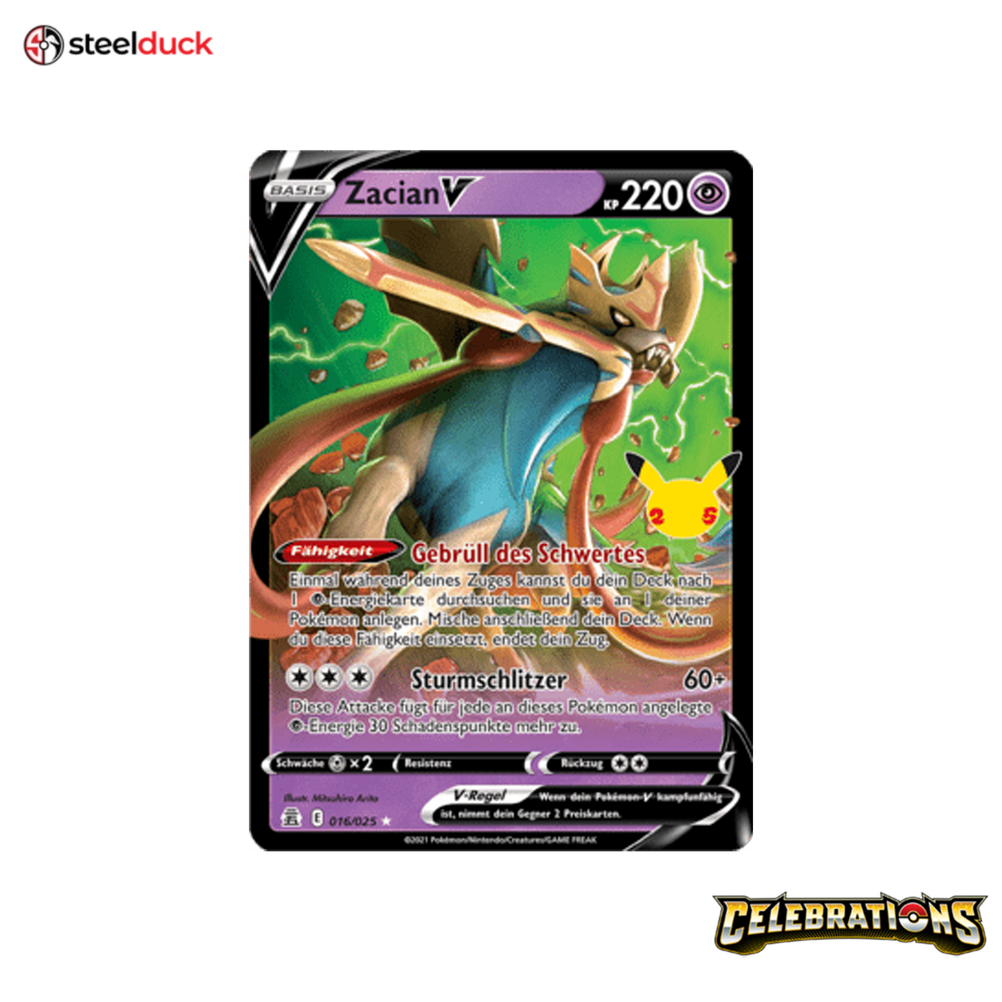 Zacian -V (016/025) Celebrations - Holo Rare V