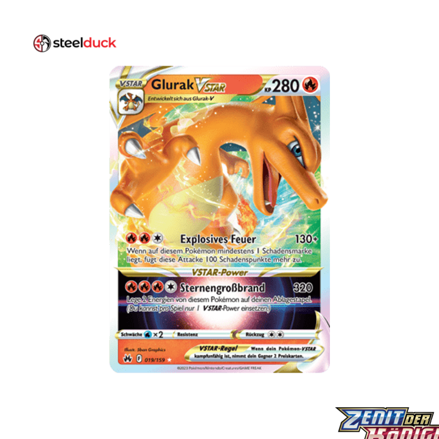 Glurak VSTAR (019/159) Zenit der Könige - Holo Rare VSTAR