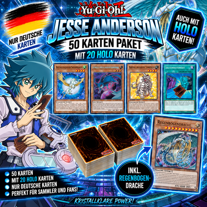 Yu-Gi-Oh! JESSE ANDERSON 50 KARTENPAKET - INKL 20 HOLOS + REGENBOGENDRACHE!