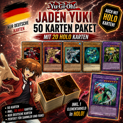 Yugioh JADEN YUKI 50 KARTENPAKET - INKL 20 HOLOS + ELEMENTARHELD IN HOLO!
