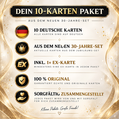 Pokémon 30 Jahre Kartenpaket - 10 Karten mit Holos inkl. 1 ex Karte!