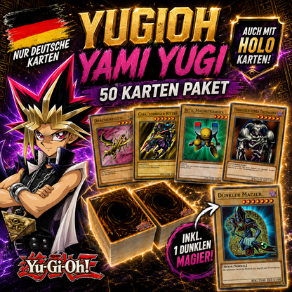 Yu-Gi-Oh! YAMI YUGI 50 KARTENPAKET - INKL 20 HOLOS + 1 DUNKLEN MAGIER GARANTIERT!