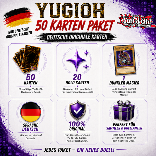 Yugioh YAMI YUGI 50 KARTENPAKET - INKL 20 HOLOS + 1 DUNKLEN MAGIER GARANTIERT!