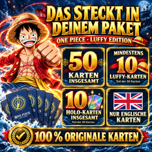 One Piece LUFFY - 50 KARTETPAKET INKL 10 HOLOS + INKL 10 LUFFY KARTEN - ENGLISCH