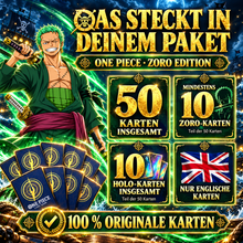 One Piece ZORO - 50 KARTETPAKET INKL 10 HOLOS + INKL 10 ZORO KARTEN - ENGLISCH