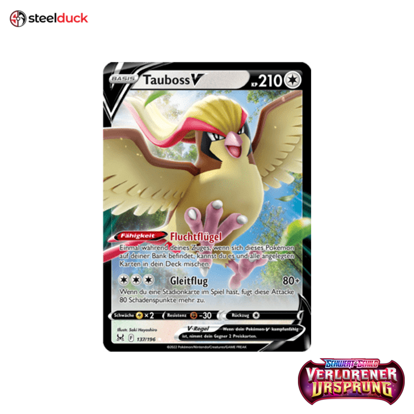 Tauboss V (137/196) Verlorener Ursprung - Holo Rare V