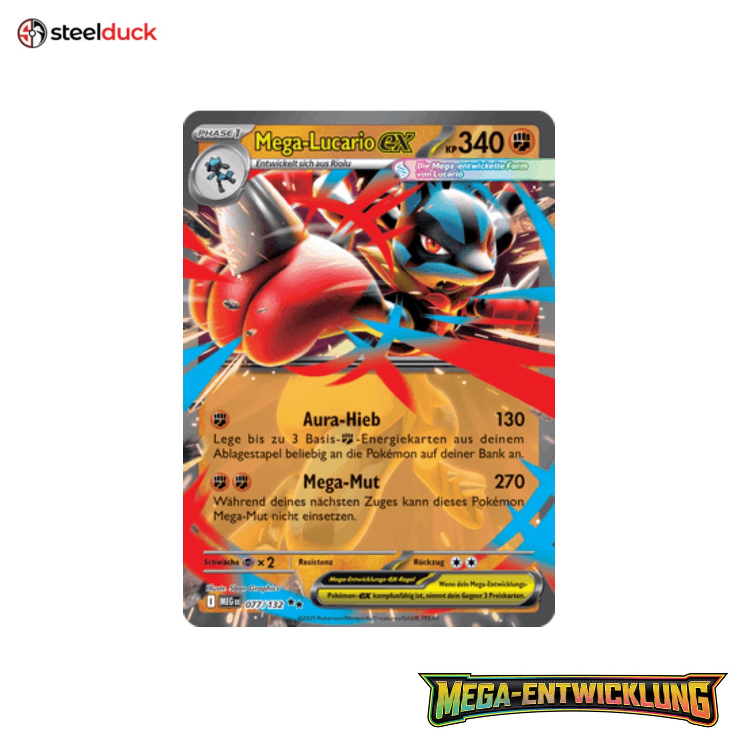 Mega-Lucario ex (077/132) Mega-Entwicklung - Double Rare