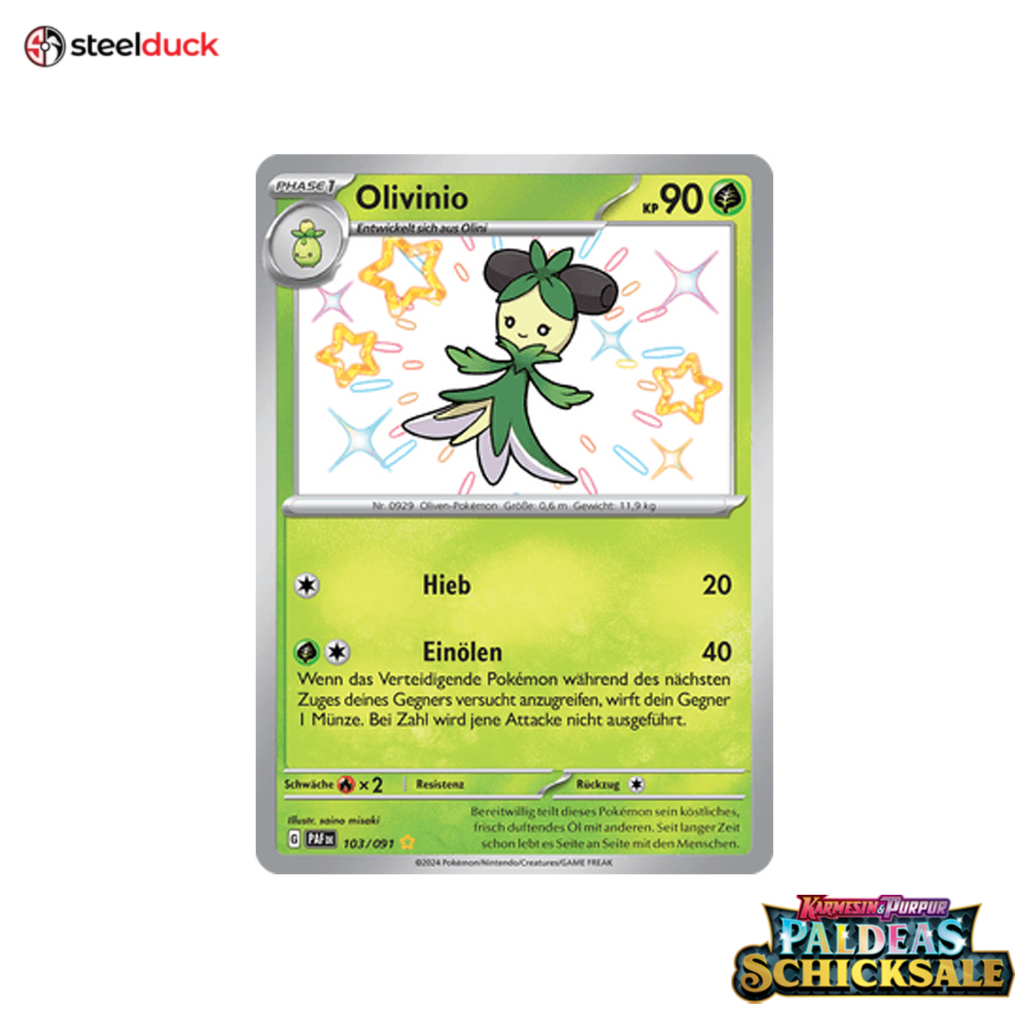 Olivinio (103/091) Paldeas Schicksale - Seltene schillernde Sammelkarte