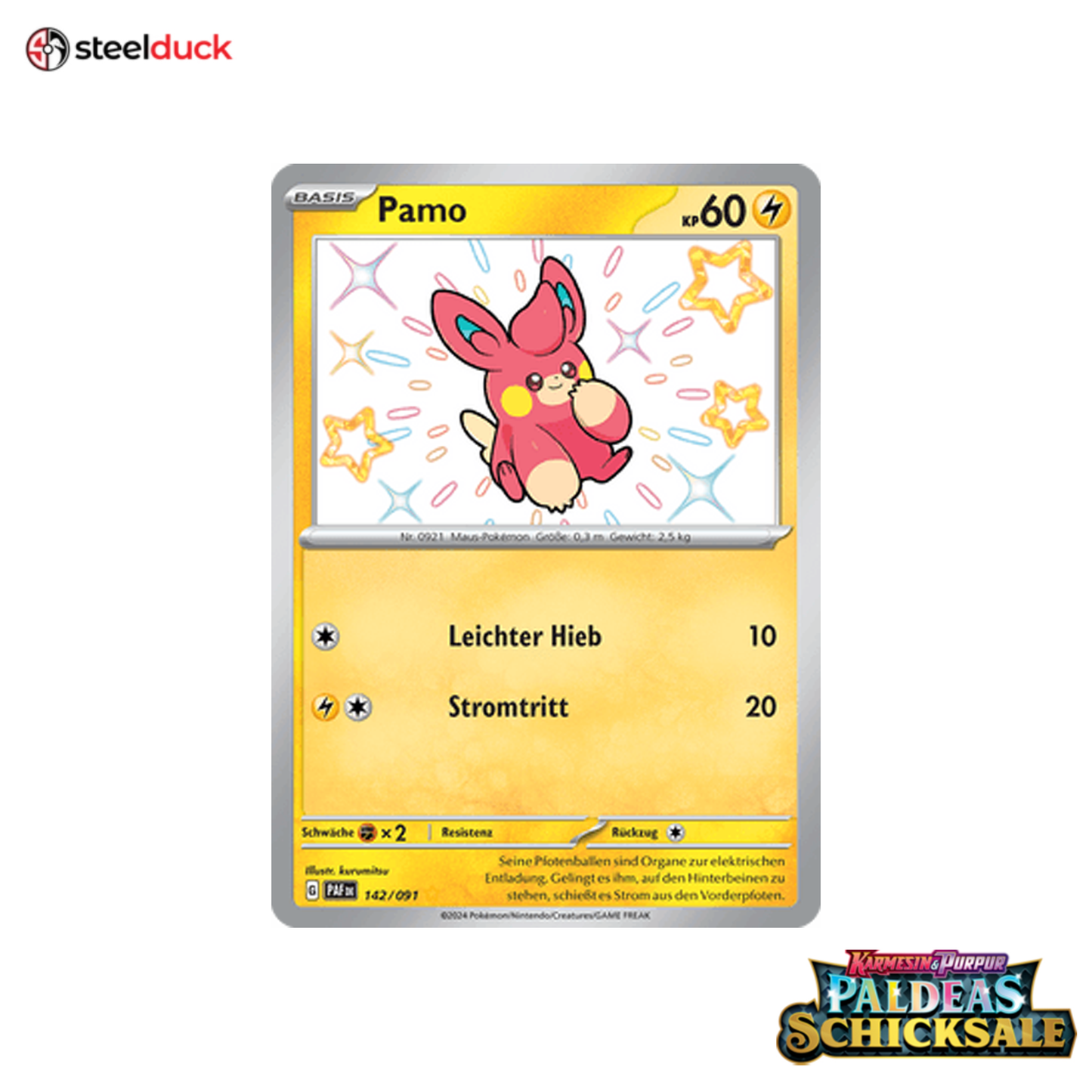 Pamo (142/091) Paldeas Schicksale - Seltene schillernde Sammelkarte