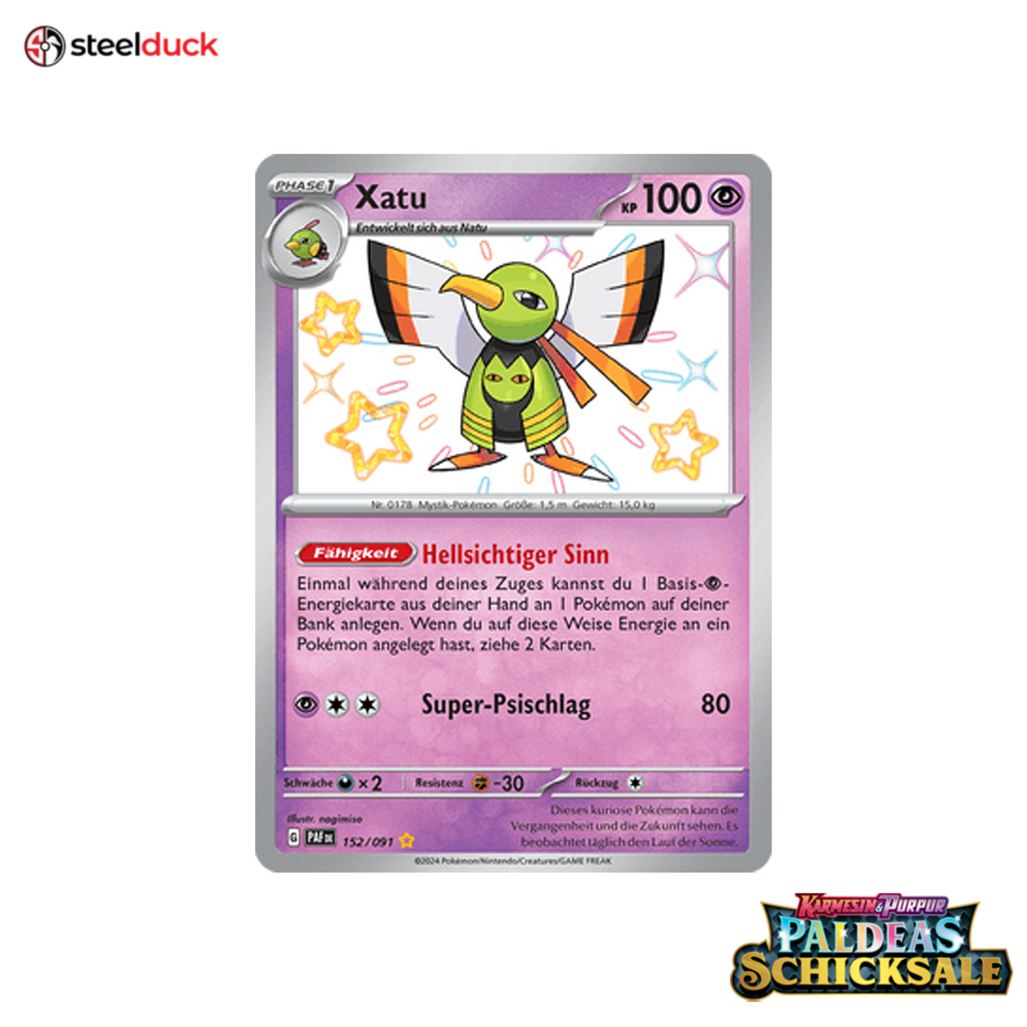 Xatu (152/091) Paldeas Schicksale - Seltene schillernde Sammelkarte