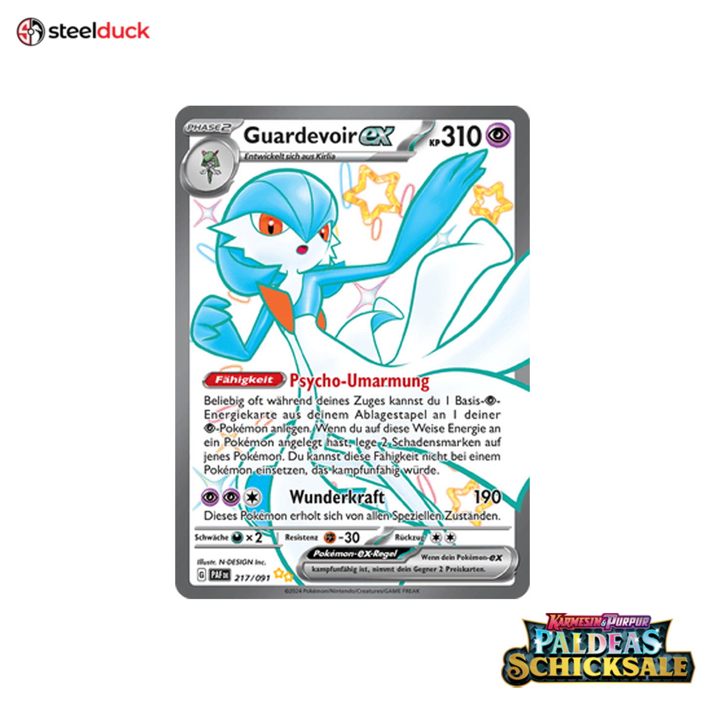 Guardevoir ex (217/091) Paldeas Schicksale - Ultraseltene schillernde Sammelkarte