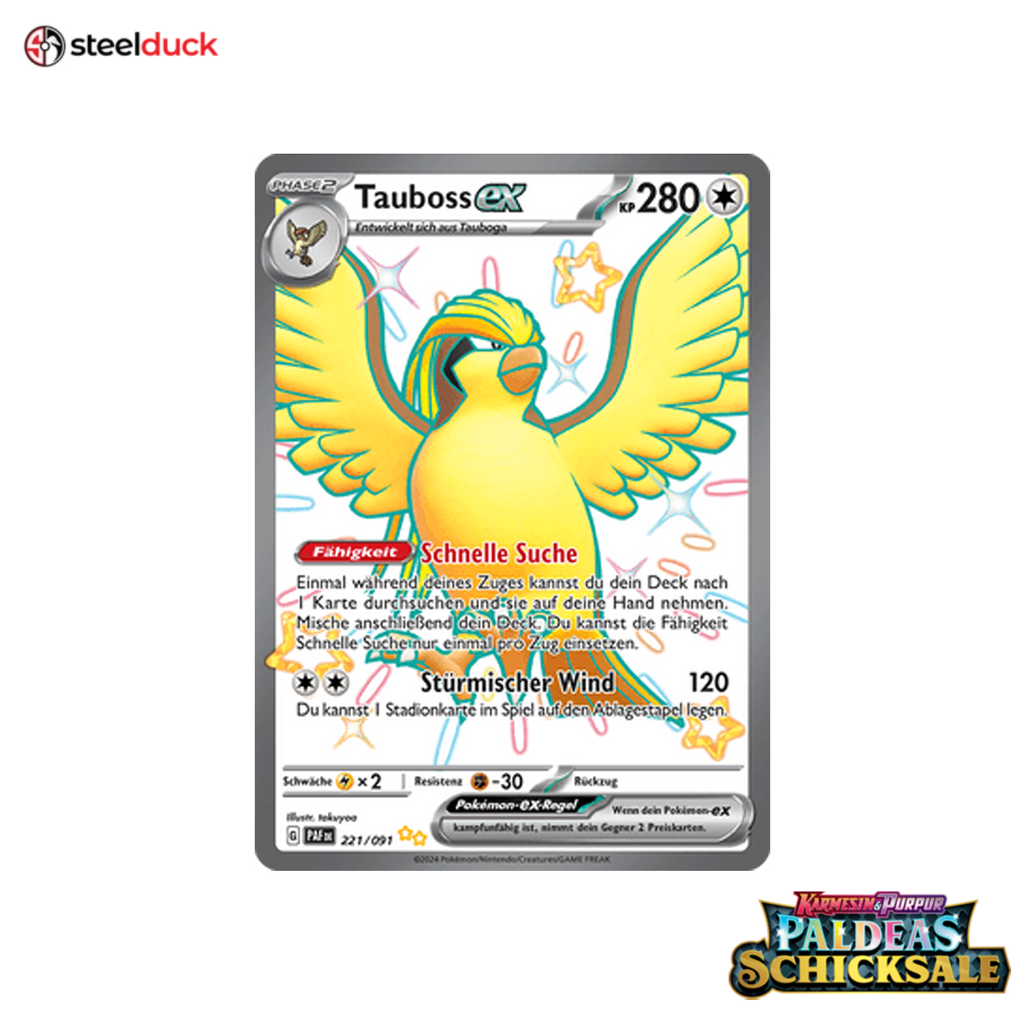 Tauboss ex (221/091) Paldeas Schicksale - Ultraseltene schillernde Sammelkarte