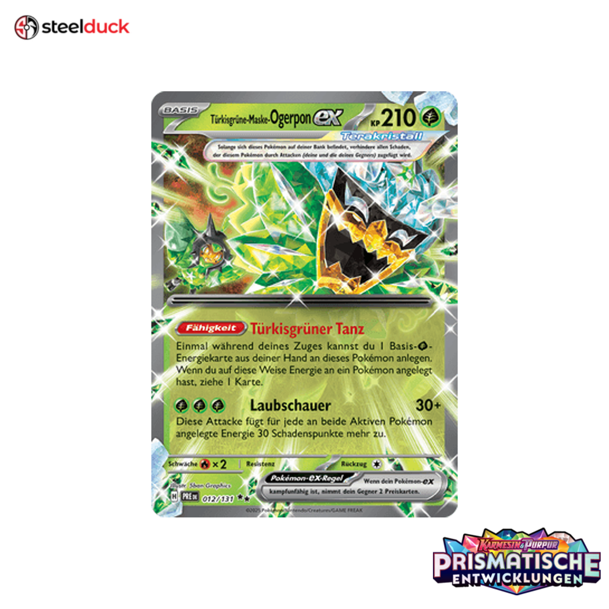 Türkisgrüne-Maske-Ogerpon ex (012/131) Prismatische Entwicklungen - Double Rare