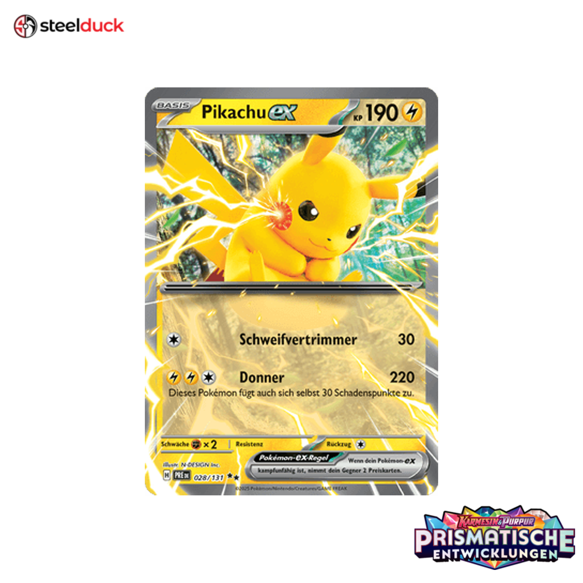 Pikachu ex (028/131) Prismatische Entwicklungen - Double Rare