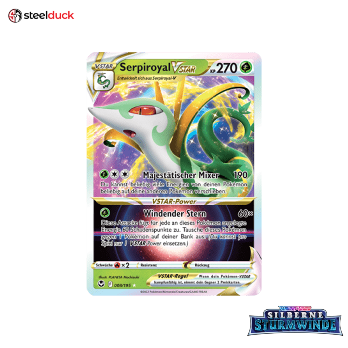 Serpiroyal VSTAR (008/195) Silberne Sturmwinde - Holo Rare VSTAR
