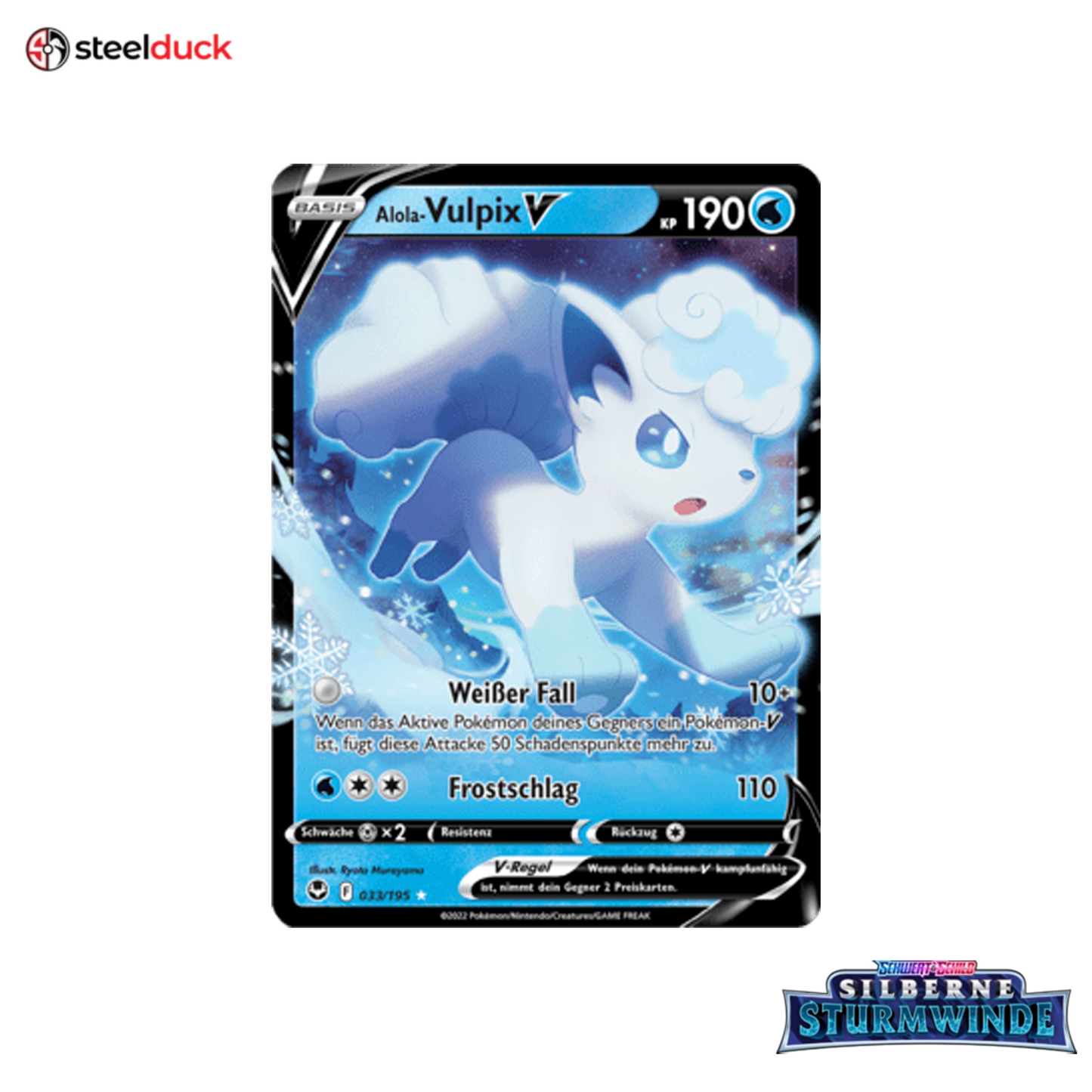 Alola-Vulpix V (033/195) Silberne Sturmwinde - Holo Rare V