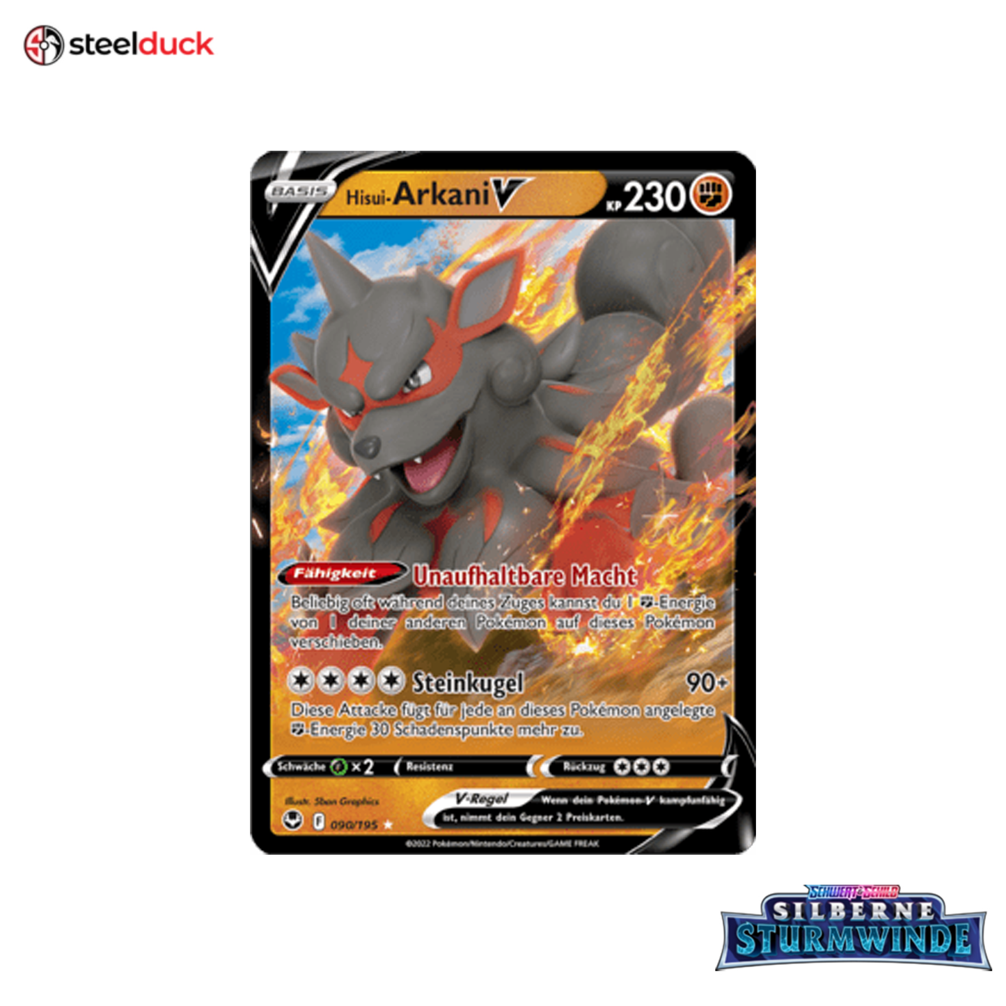 Hisui-Arkani V (090/195) Silberne Sturmwinde - Holo Rare V