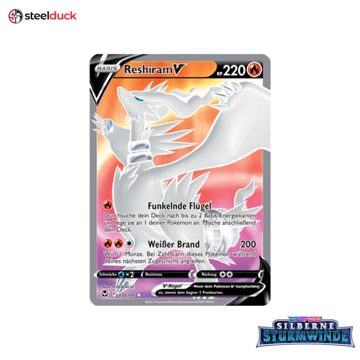 Reshiram V (172/195) Silberne Sturmwinde - Ultra Rare