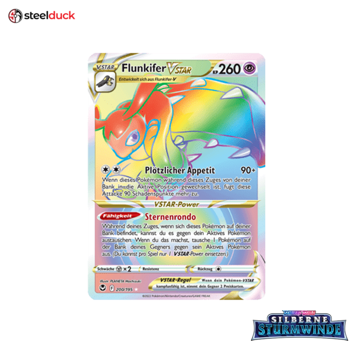 Flunkifer VSTAR (200/195) Silberne Sturmwinde - Rainbow Rare