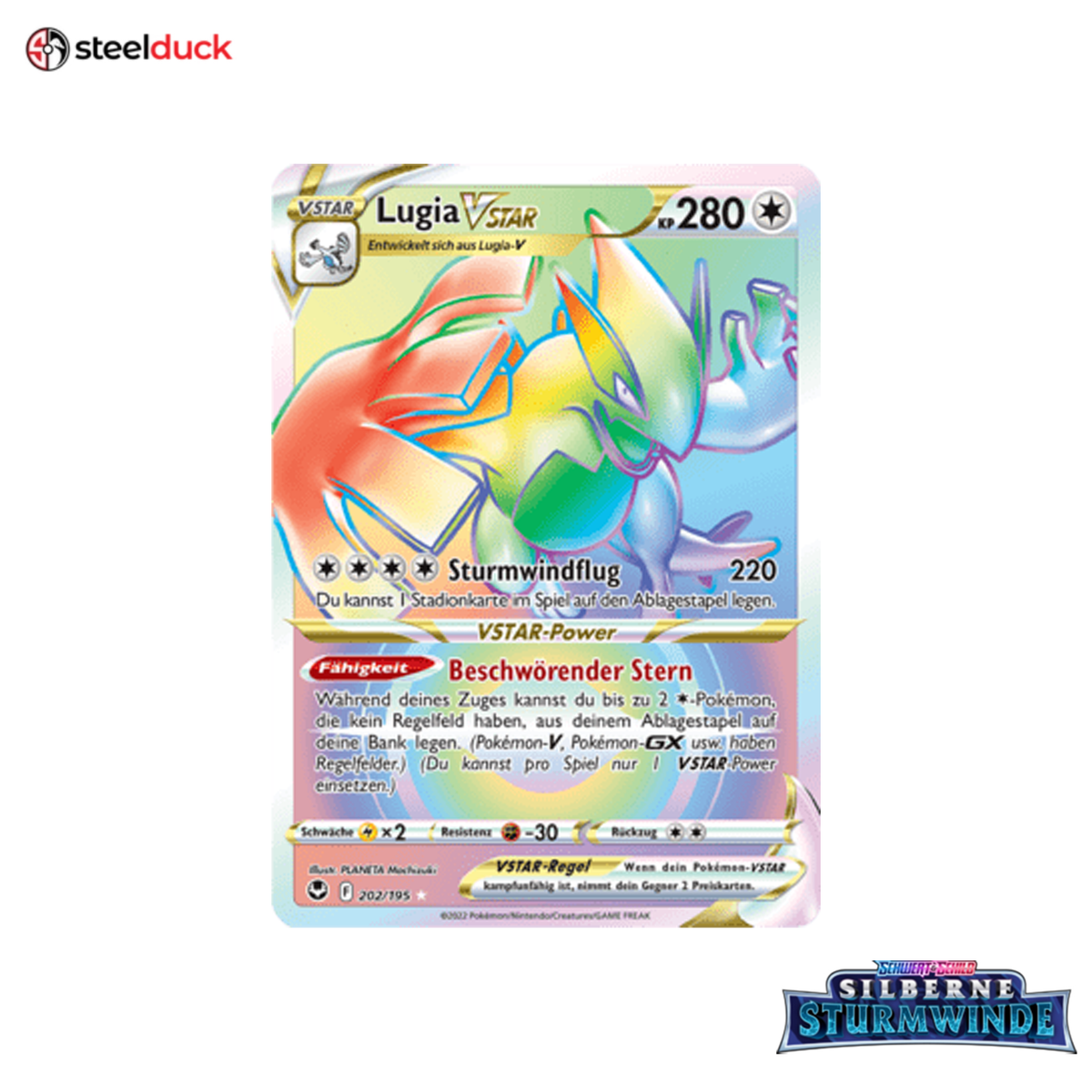 Lugia VSTAR (202/195) Silberne Sturmwinde - Rainbow Rare