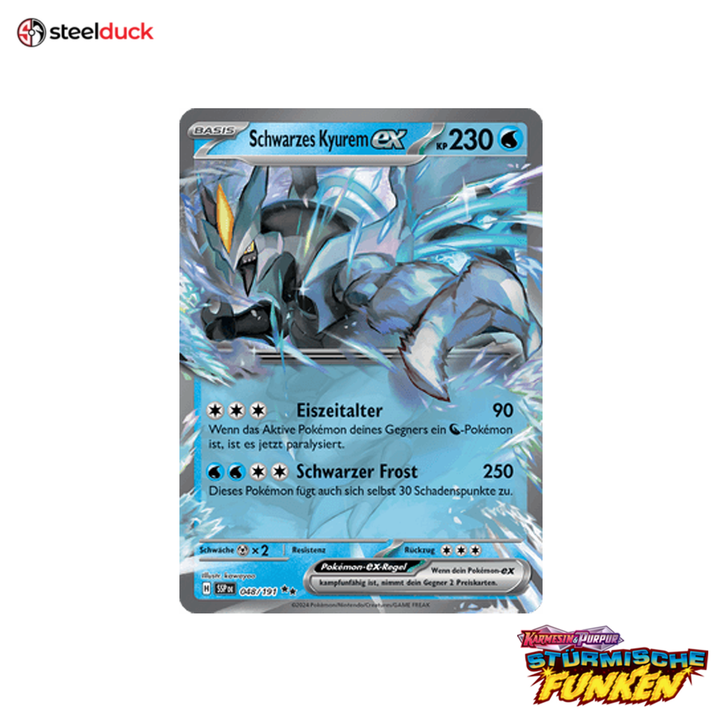 Schwarzes Kyurem ex (048/191) Stürmische Funken - Double Rare