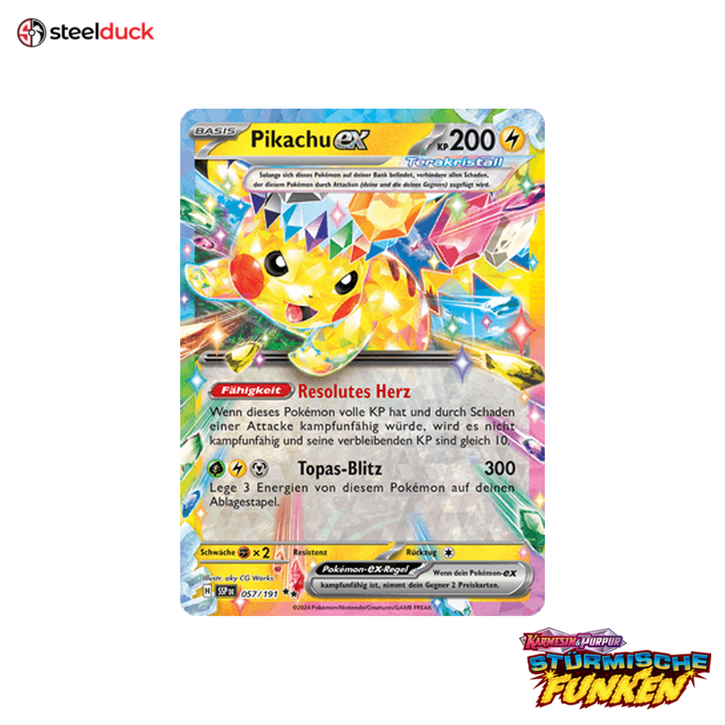 Pikachu ex (057/191) Stürmische Funken - Double Rare