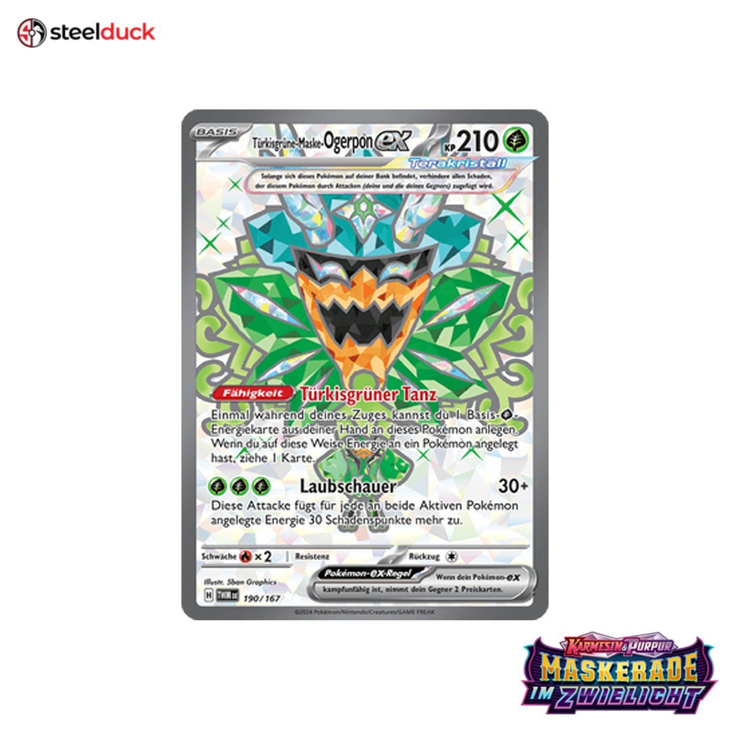 Türkisgrüne-Maske-Ogerpon ex (190/167) Maskerade im Zwielicht - Ultra Rare
