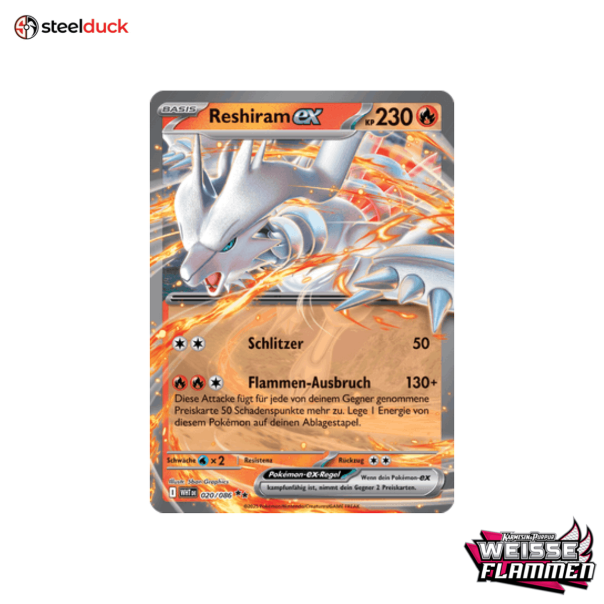 Reshiram ex (020/086) Weiße Flammen - Double Rare